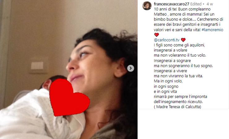 Francesca Vaccaro fa gli auguri al figlio