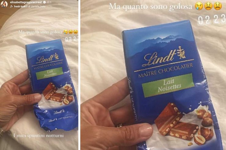 Elisabetta Gregoraci si mostra mentre mangia cioccolata