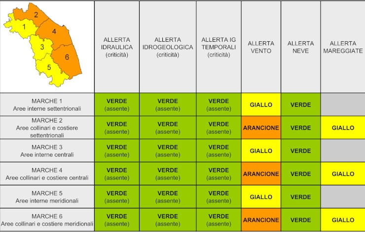 allerta arancione gialla