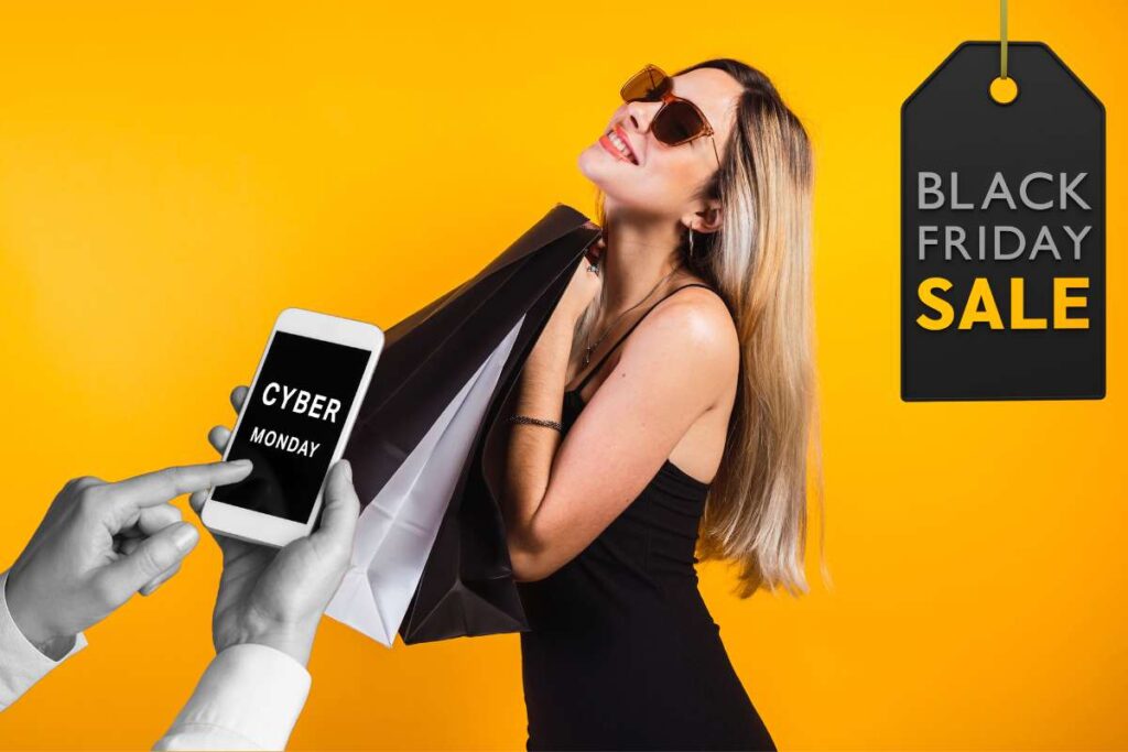 donna con sacchetti shopping