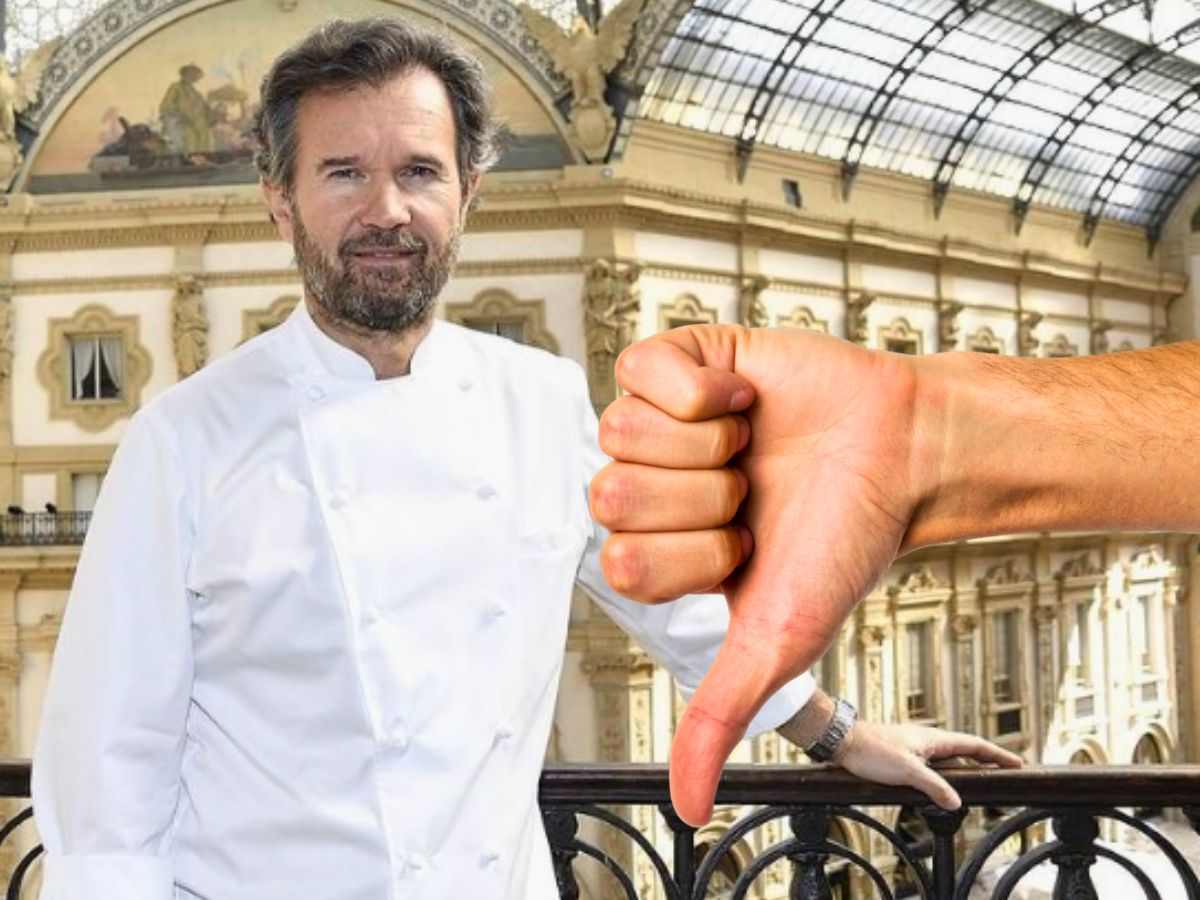 sfondo Carlo Cracco e pollice in giù