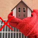 sfondo termosifone con casetta, copertina e X rossa