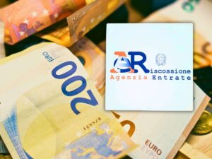 sfondo banconote euro e logo ADE