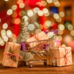 albero di Natale carrello e pacchetti in miniatura