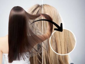 sfondo prima e dopo capelli ragazza e ragazza con capelli fini