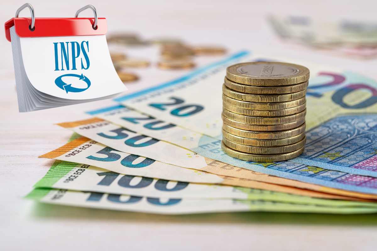 banconote euro calendario e logo Inps